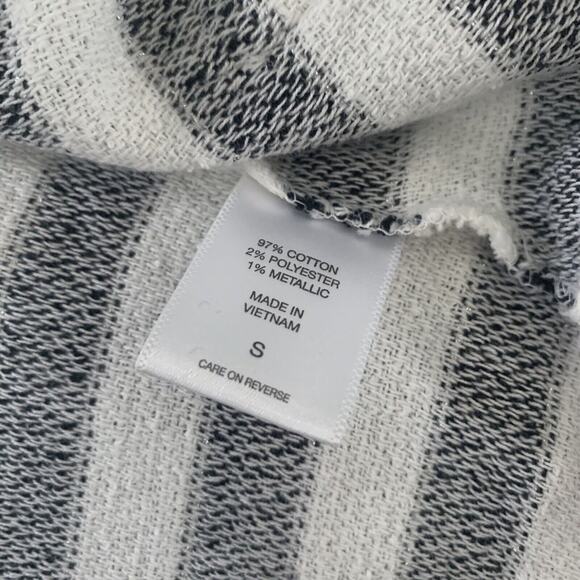 New York & Company Blouse Small Black White Striped Zipper Cotton Blend - Picture 9 of 9